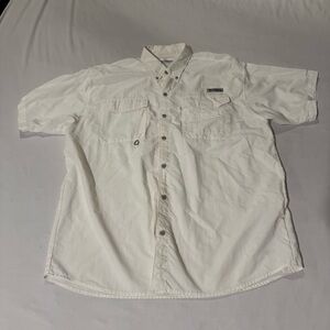 Columbia PFG Shirt Mens Large White ShortSleeve Fishing Omni-Shade Vented Bahama